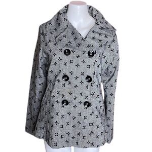 Moon Collection USA Black Gray Marled Bow Jacket Size L